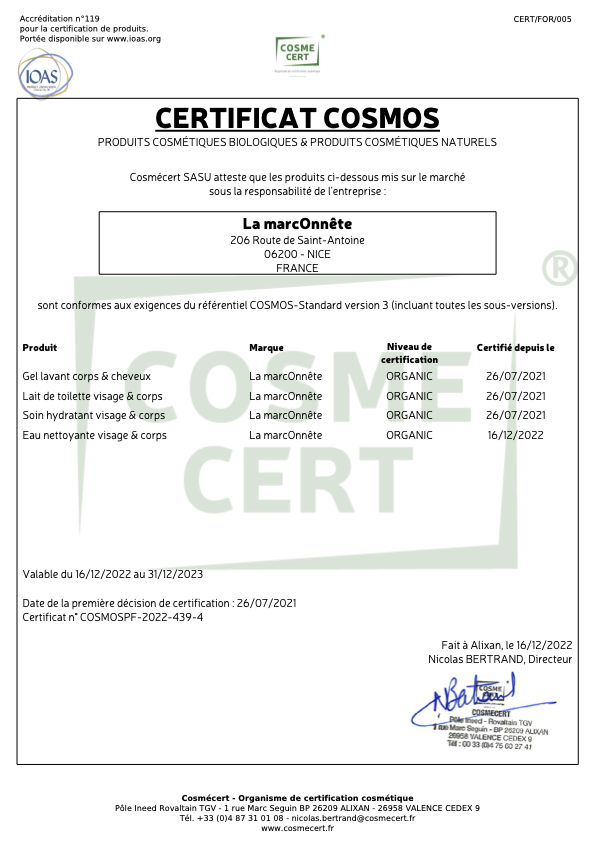 Certificat Cosmocert